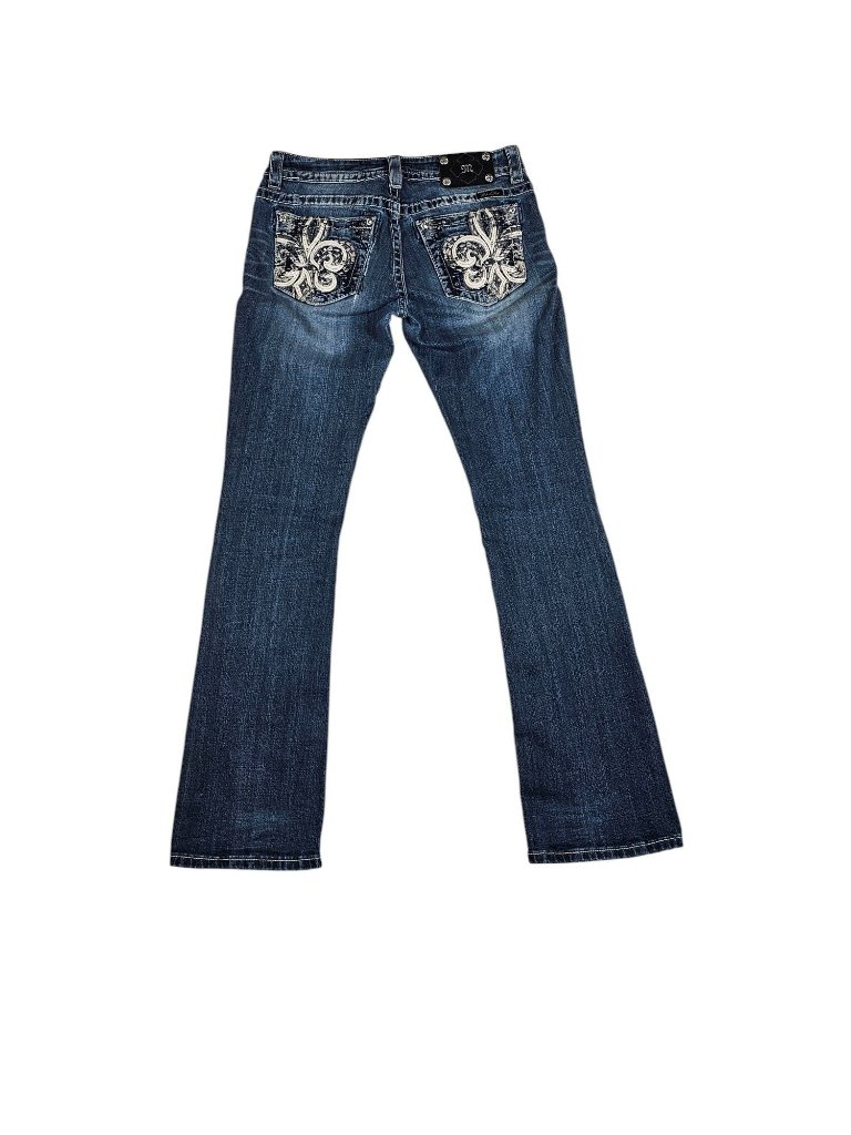 Miss Me Women's 29 Jp5769b Bootcut Jeans Blue Denim Fleur De Lis